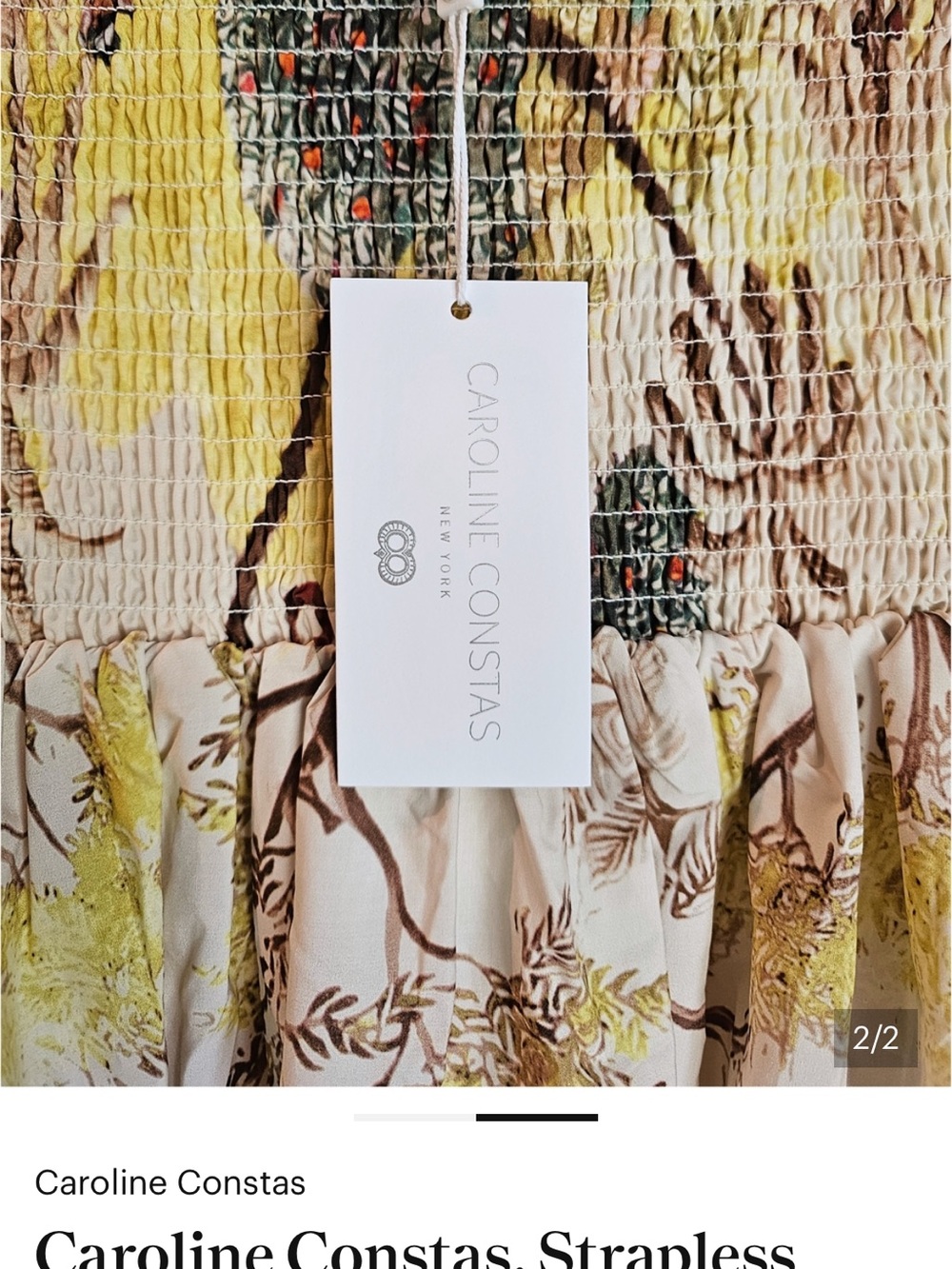 Caroline Constas safari yellow lime purple empire cotton Tuckernuck dress M - Picture 5 of 7